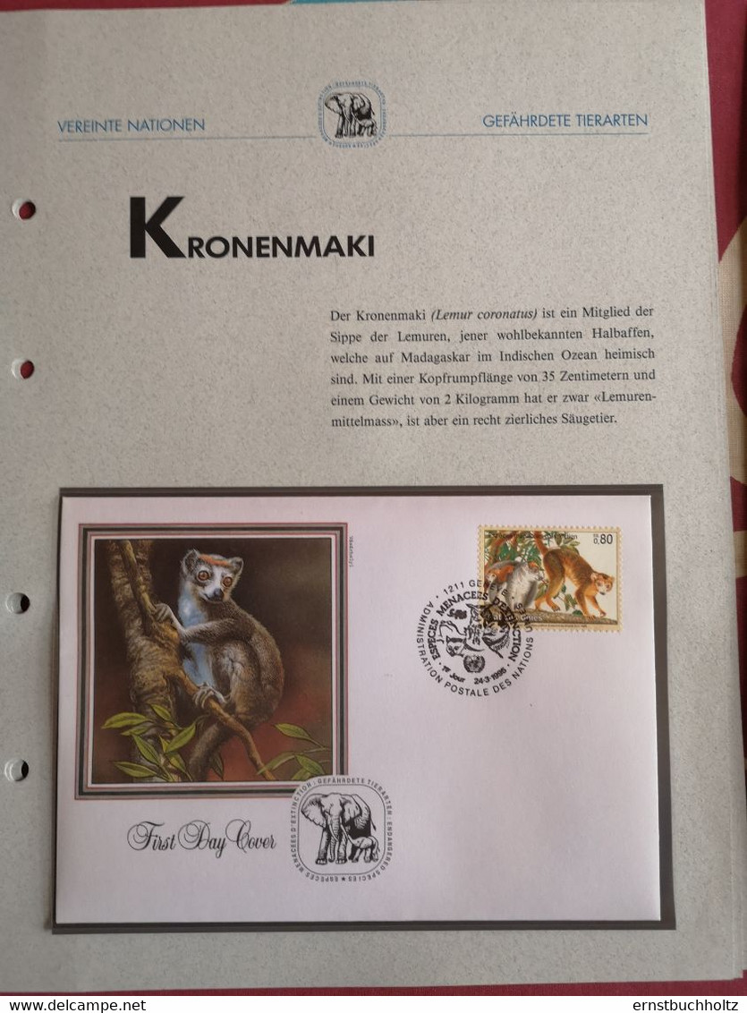 UN Gefährdete Tierarten Genf 1995 Kleinbogen Und 4 FDC - Brieven En Documenten