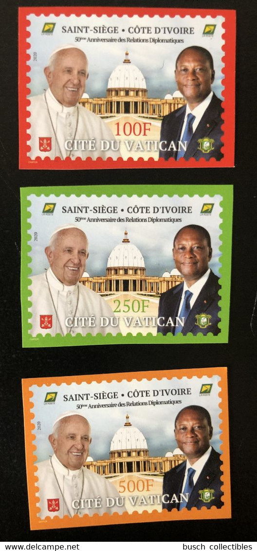 Côte D'Ivoire Ivory Coast 2020 Mi. ? IMPERF ND Joint Issue Emission Commune Vatican 50 Ans Relations Pape Pope President - Papi