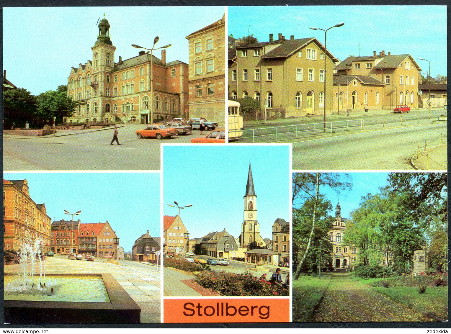 E2243 - TOP Stollberg Ikarus Omnibus Rathaus Bahnhof Oberschule Hans Beimler - Reichenbach Verlag DDR - Stollberg (Erzgeb.)