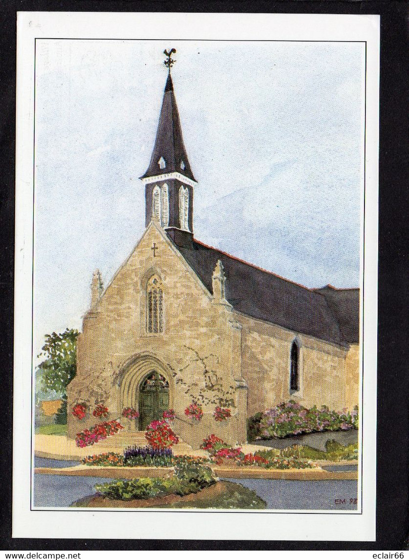 22 LA CHEZE Village Fleuri AQUARELLE D'ELIZABETH MANFREDI  L'EGLISE  Année1993  Imprimerie Du Guesclin-DINAN - La Chèze