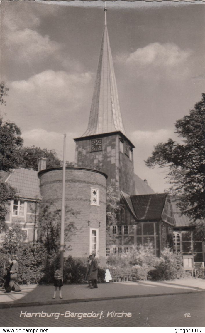 218) HAMBURG - BERGEDORF - Kirche - Tolle Alte Ansicht Mit Personen 1958 - Bergedorf