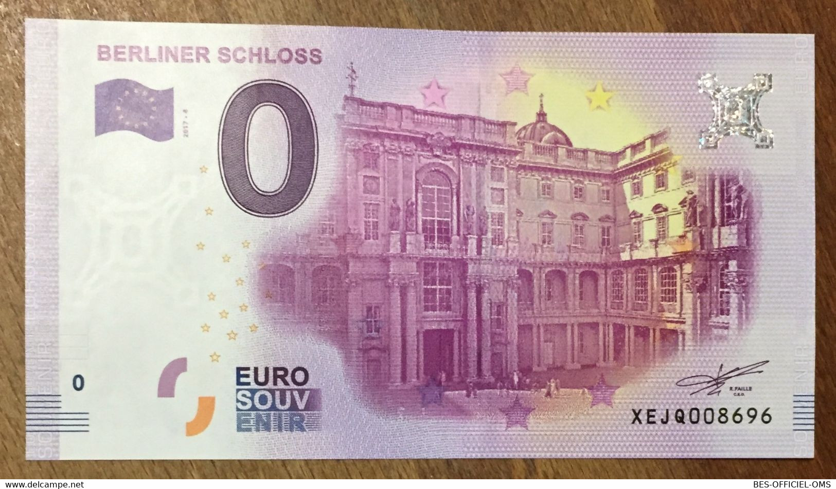 2017 BILLET 0 EURO SOUVENIR ALLEMAGNE DEUTSCHLAND BERLINER SCHLOSS ZERO 0 EURO SCHEIN BANKNOTE PAPER MONEY - Specimen