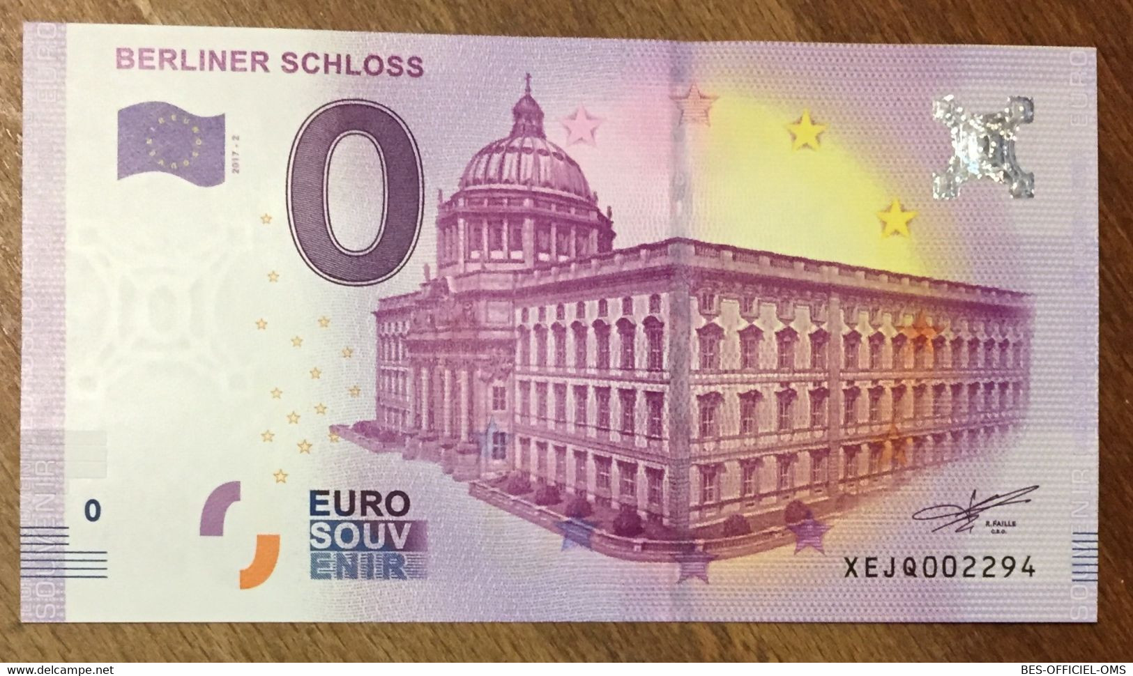 2017 BILLET 0 EURO SOUVENIR ALLEMAGNE DEUTSCHLAND BERLINER SCHLOSS ZERO 0 EURO SCHEIN BANKNOTE PAPER MONEY - [17] Fictifs & Specimens