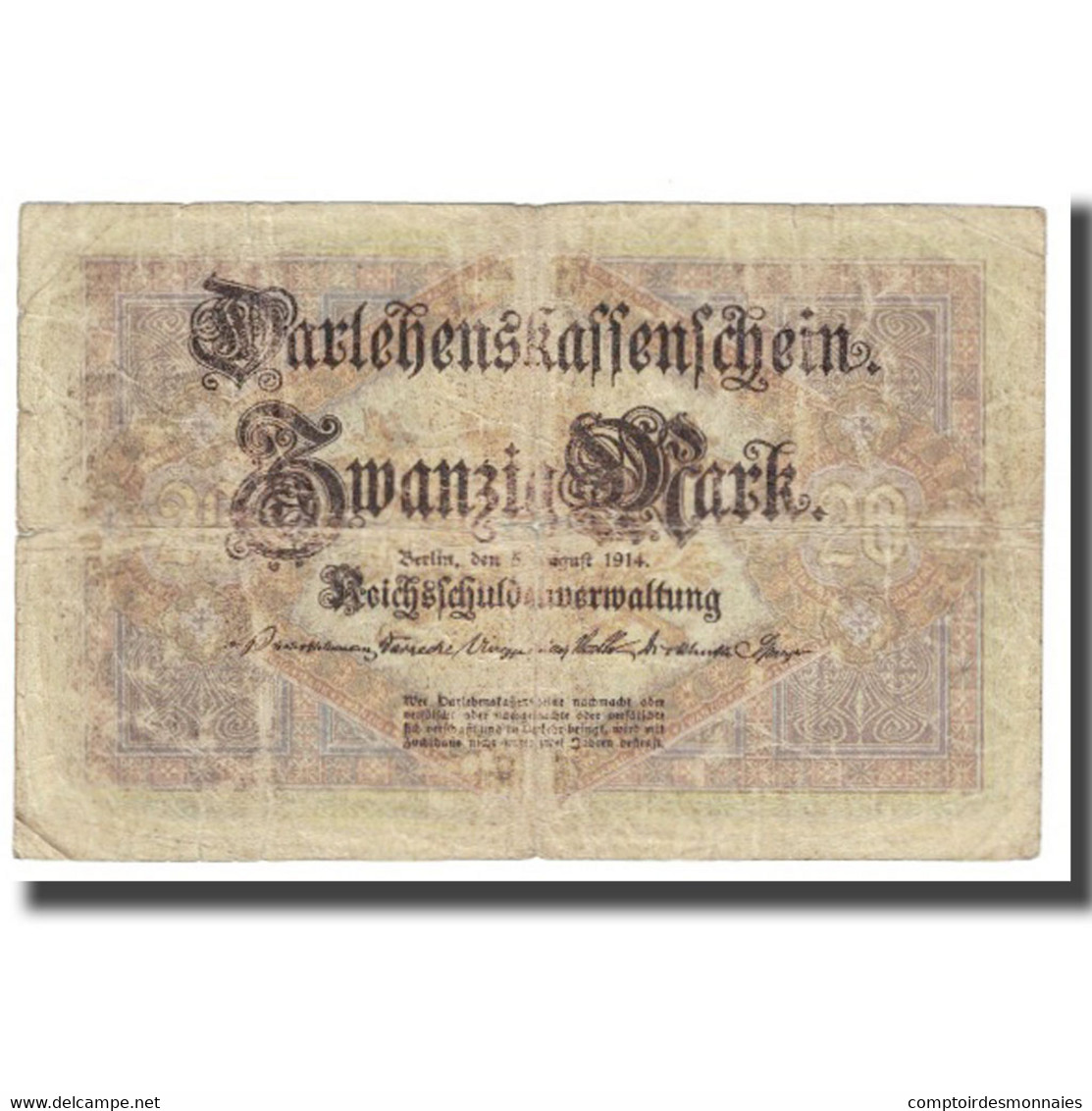 Billet, Allemagne, 20 Mark, 1914, 1914-08-05, KM:48a, TB - 20 Mark