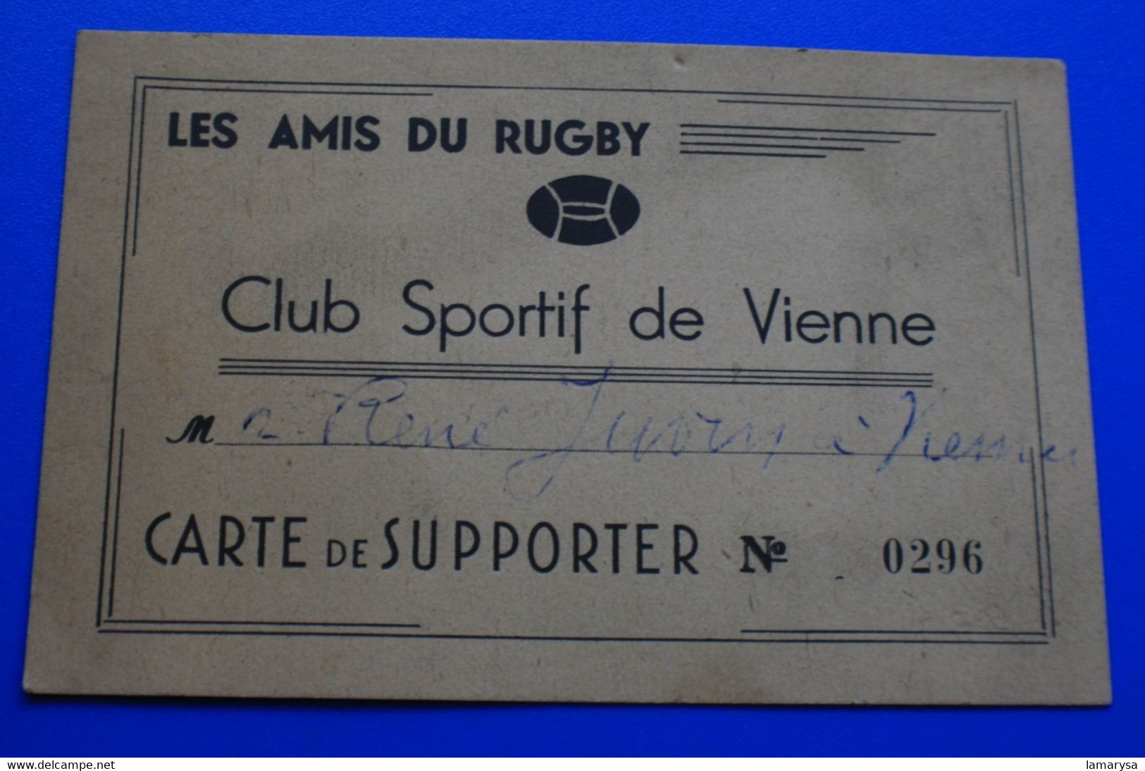 CLUB SPORTIF De VIENNE (Isère) --☛Autres Collections Sports "Les Amis Du Rugby "-☛Carte De SUPPORTER--1948 - Rugby