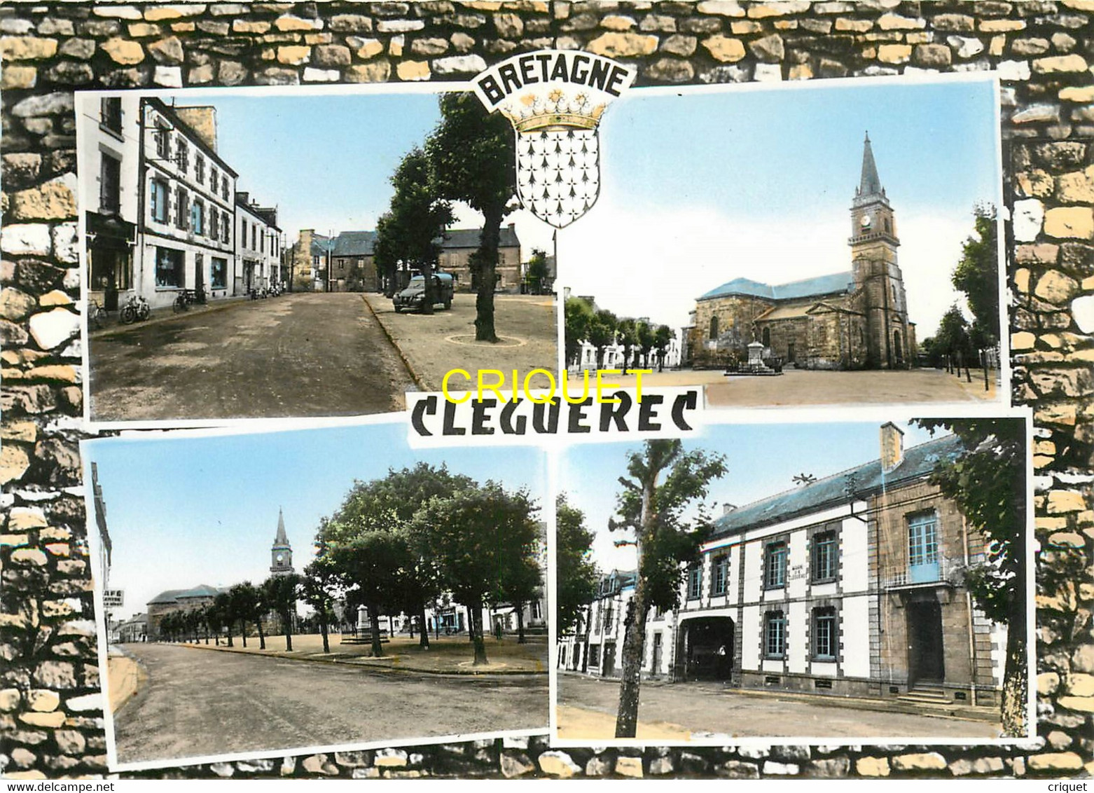 56 Cléguerec, Belle Carte 4 Vues, Place, Eglise... - Cleguerec