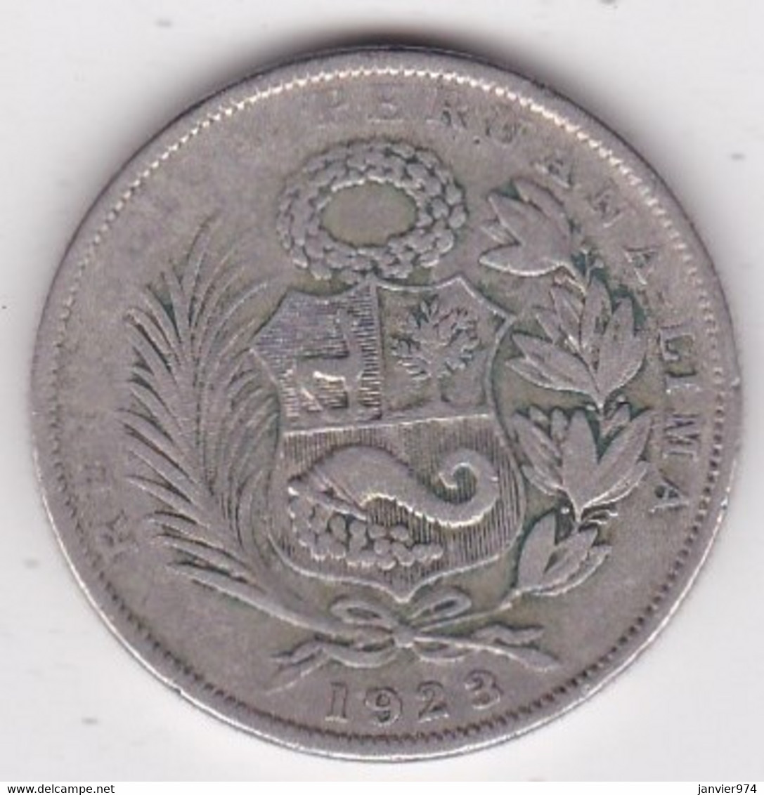 Perou 1/2 SOL 1923 Lima, En Argent . KM# 216 - Peru