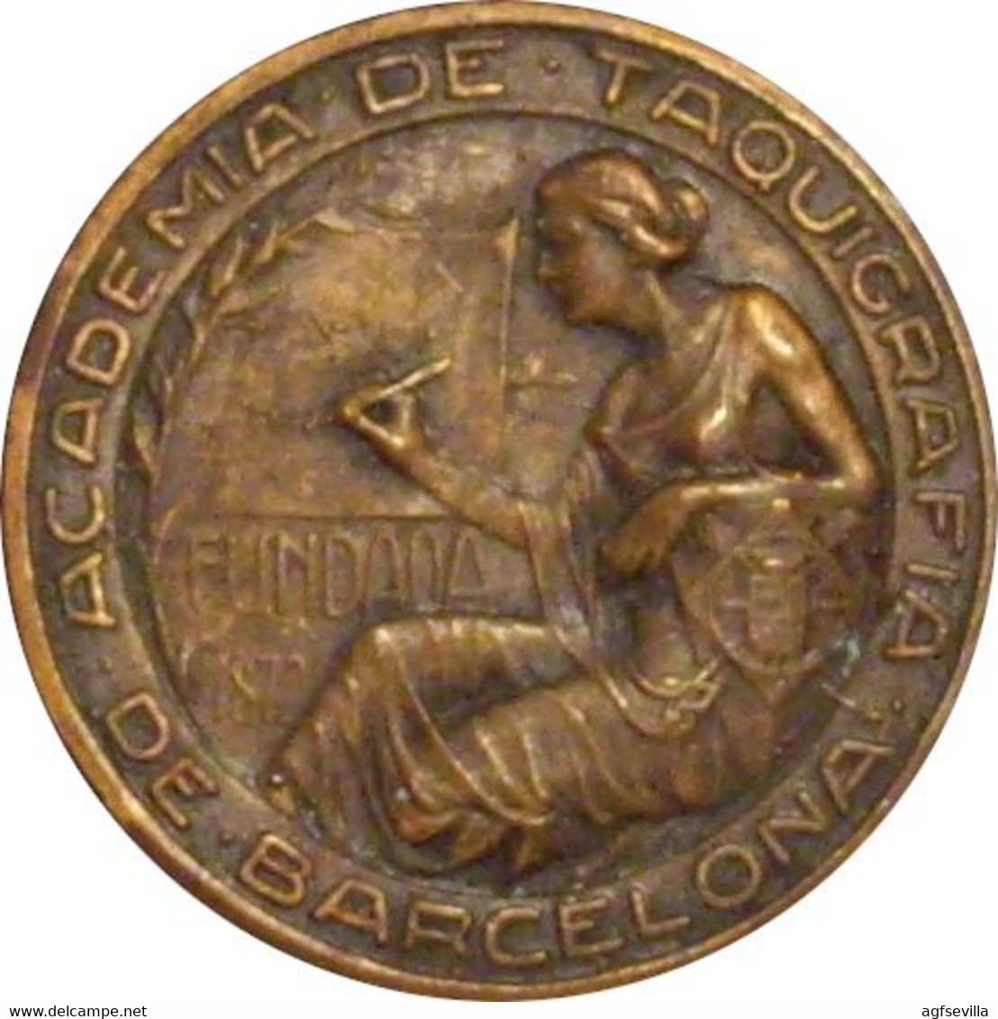 ESPAÑA. MEDALLA PREMIO DE LA ACADEMIA DE TAQUIGRAFIA DE BARCELONA. 1.947. ESPAGNE. SPAIN MEDAL - Firma's