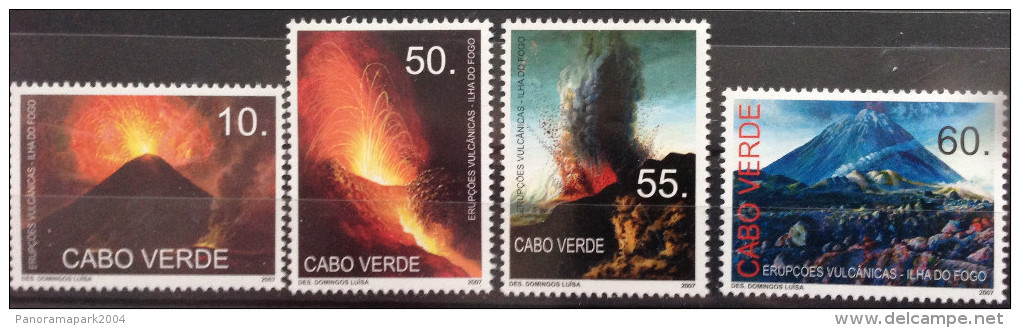 Cabo Verde 2007 - Erupçoes Vulcanicas Da Ilha Do Fogo Vulkan Volcano Vulcan Volcans 4 Val. MNH - Kap Verde