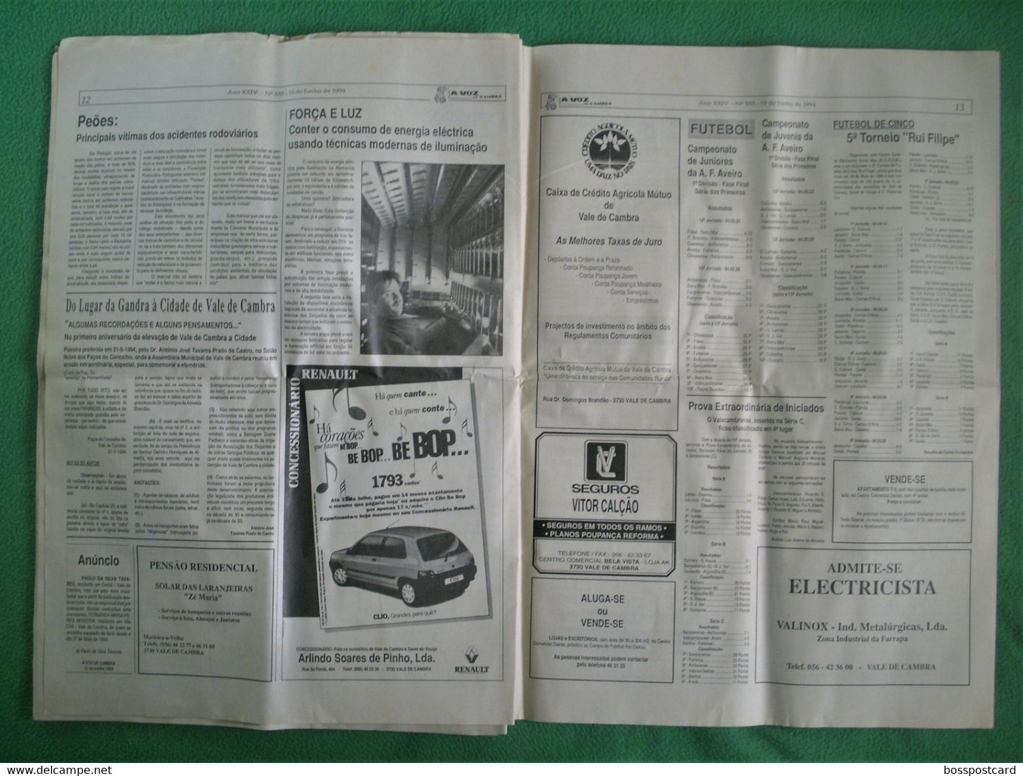 Vale de Cambra - Jornal A Voz de Cambra Nº 555, 15 de Junho de 1994. Aveiro. Portugal.