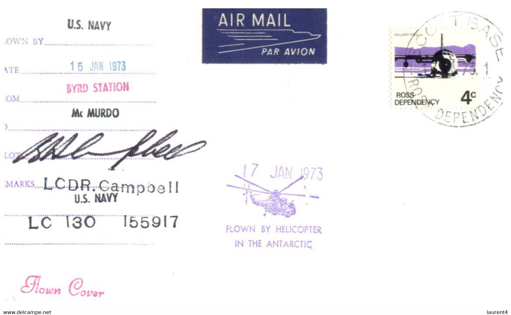 (S 9) New Zeland Antarctica - Ross Dependency - US Navy Byrd Station - Helicopter - 15-6-1973 - Andere & Zonder Classificatie