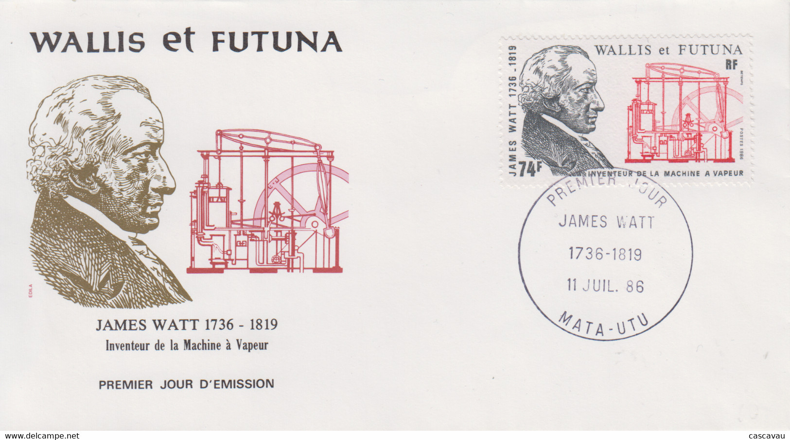 Enveloppe   FDC  1er  Jour     WALLIS  Et  FUTUNA    James  WATT   1986 - FDC