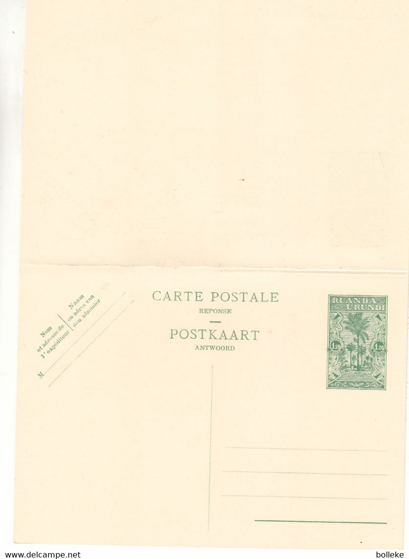 Ruanda Urundi - Carte Postale Avec Réponse Payée De 1951 - Entier Postal - Palmiers - Entiers Postaux