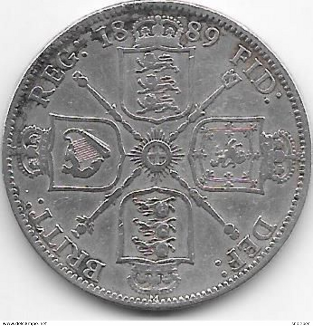 *great Britain 1/2 Crown   1889  Km 764   Fr+ - K. 1/2 Crown