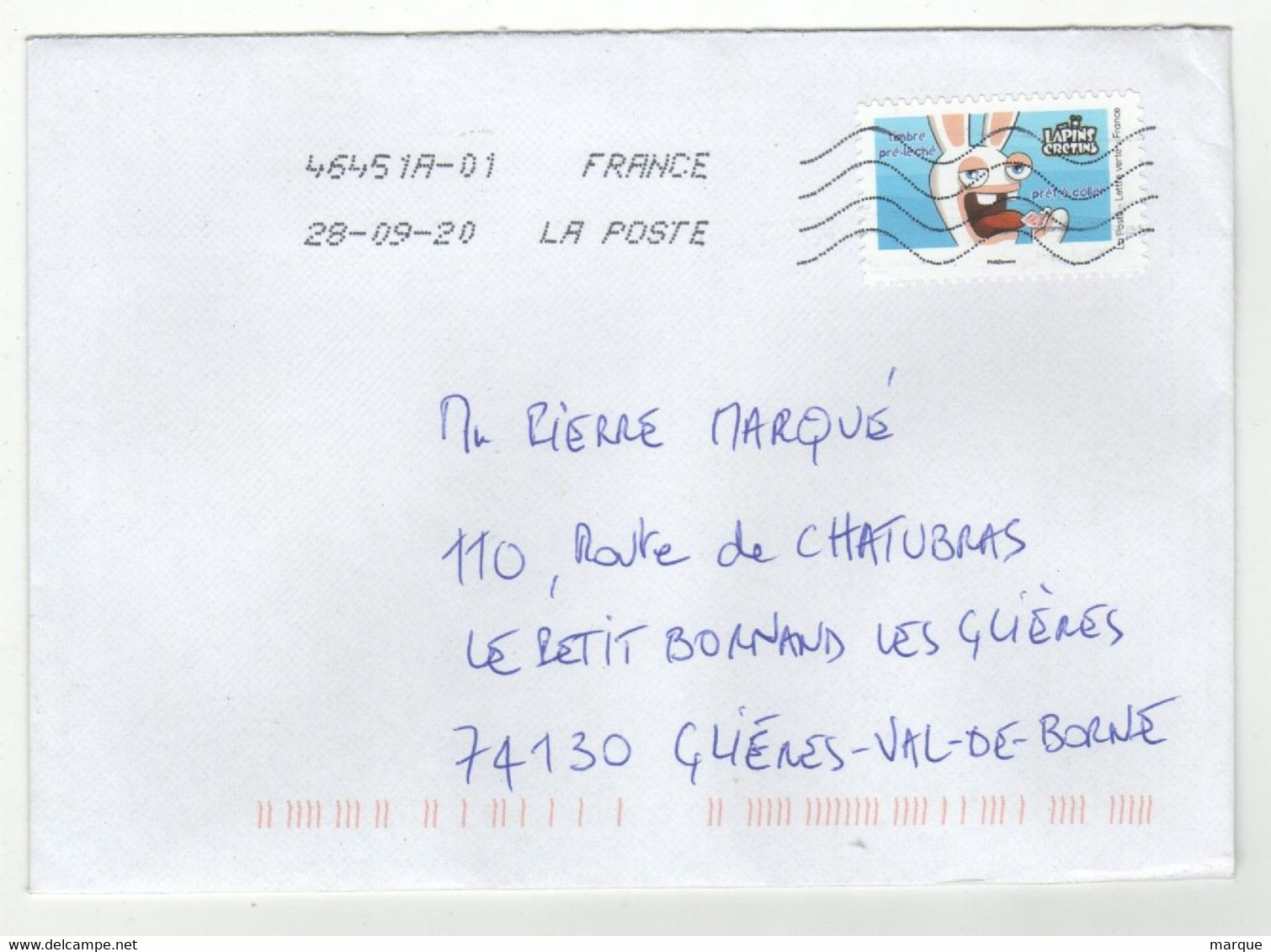 Enveloppe FRANCE Oblitération LA POSTE 46451A-01 28/09/2020 - Covers & Documents