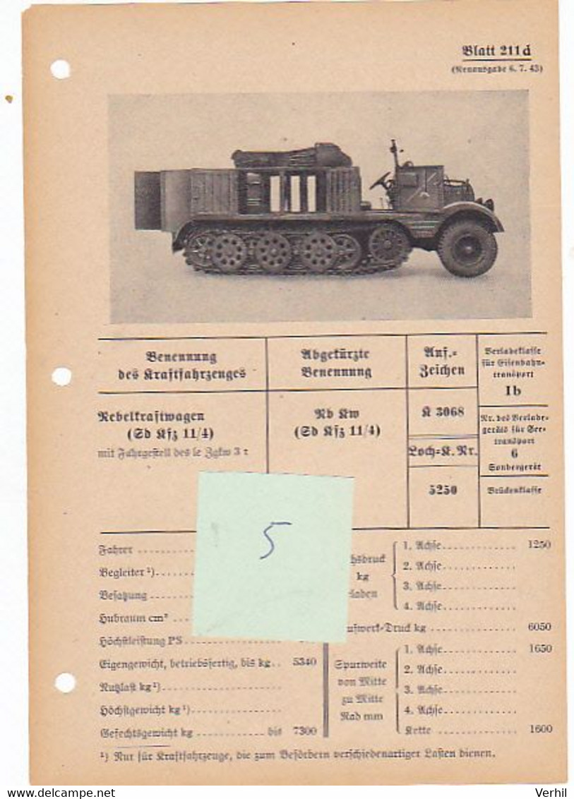 Chenille Halftrack Sd Kfz Nebelkraftwagen Fiche Technique Datenblatt Allemande German - Fahrzeuge