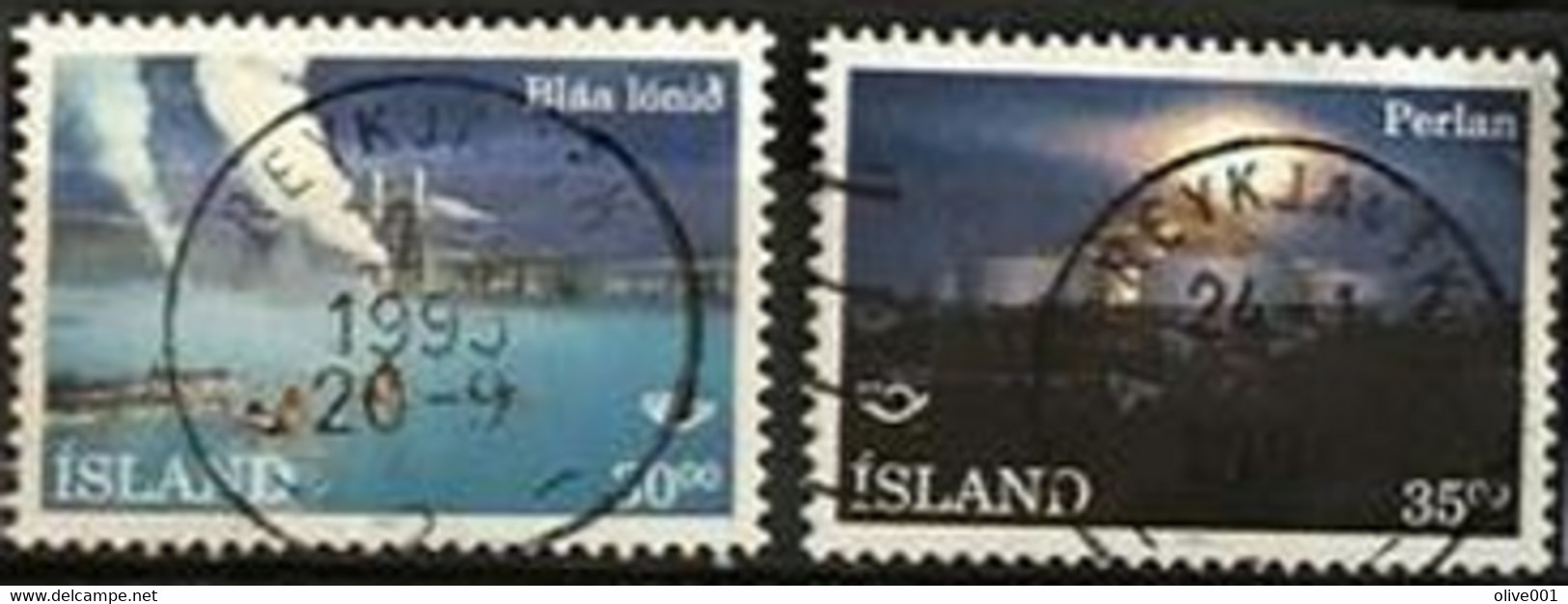 Islande Paysages De Nuit Blue Lagon  1990 ???  2 Tp Obli - Autres & Non Classés