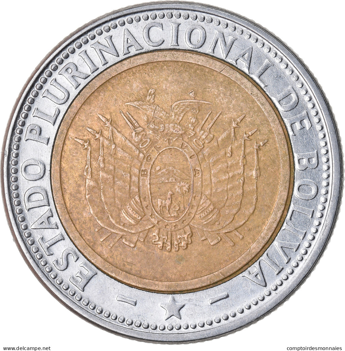 Monnaie, Bolivie, 5 Bolivianos, 2010, TTB, Bi-Metallic, KM:219 - Bolivië