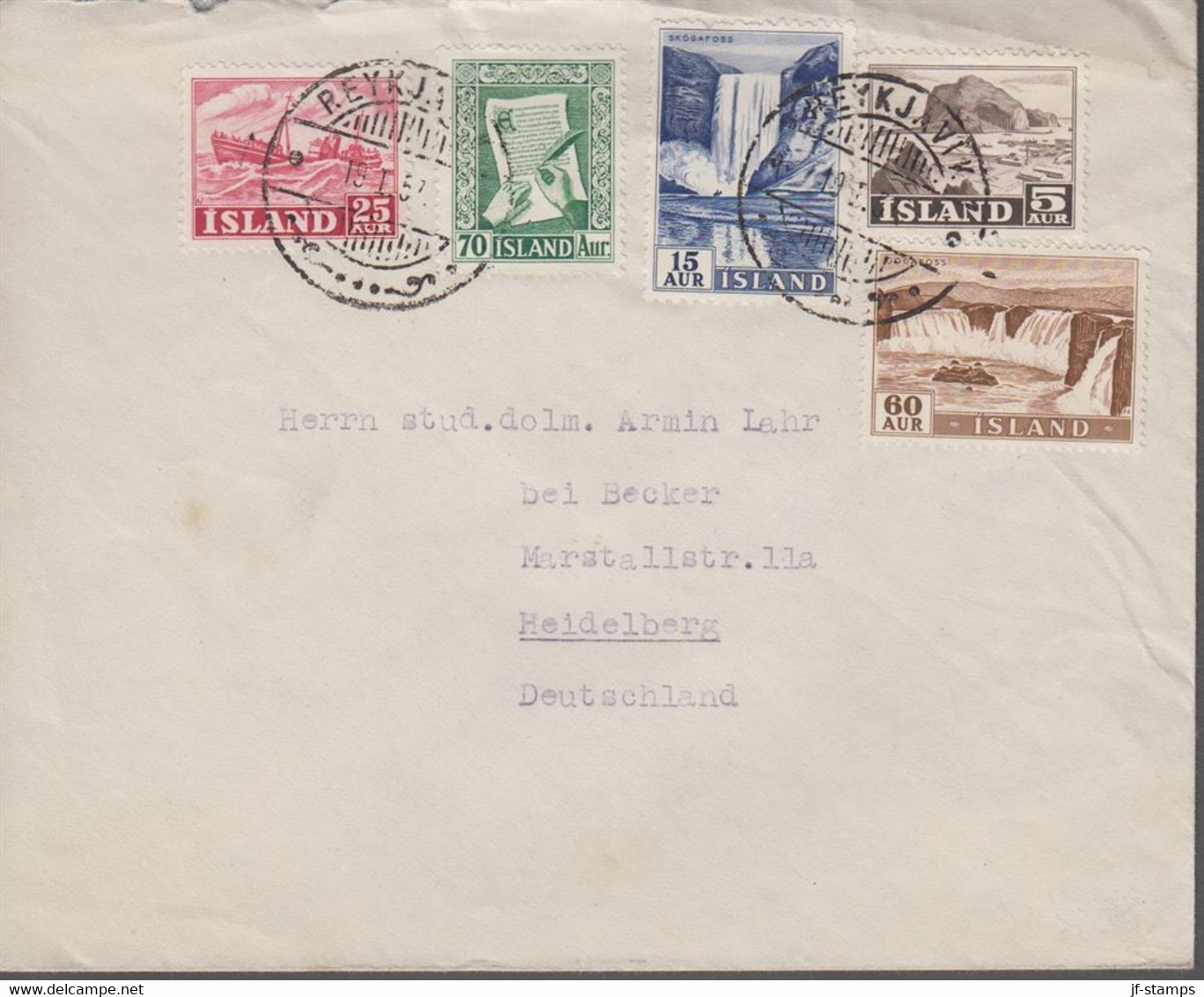 1956. Electricity. 60 Aur + 5, 25, 15, 70 AUR On Cover To Heidelberg, Deutschland Fro... (Michel 305+) - JF367017 - Briefe U. Dokumente