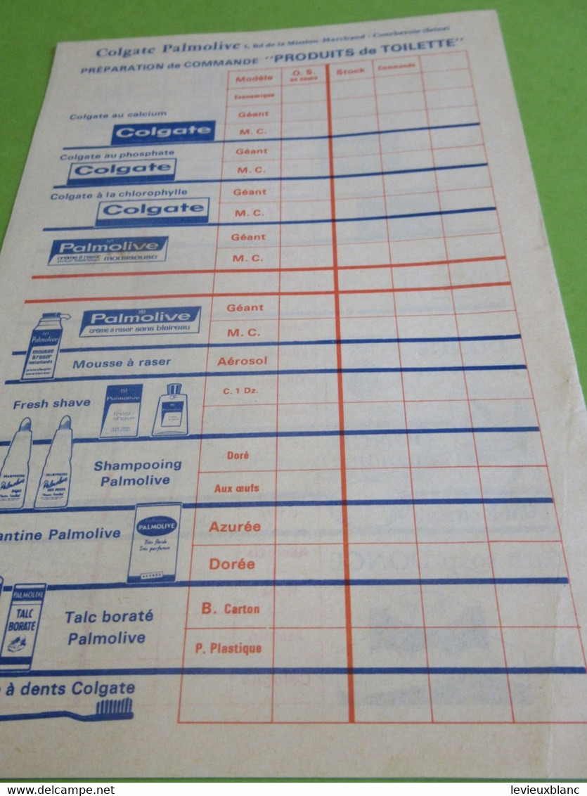 Document De Préparation De Commande 2 Volets ( 4 Pages)/ COLGATE-PALMOLIVE/ Courbevoie/Vers 1960-70    FACT347 - Drogerie & Parfümerie