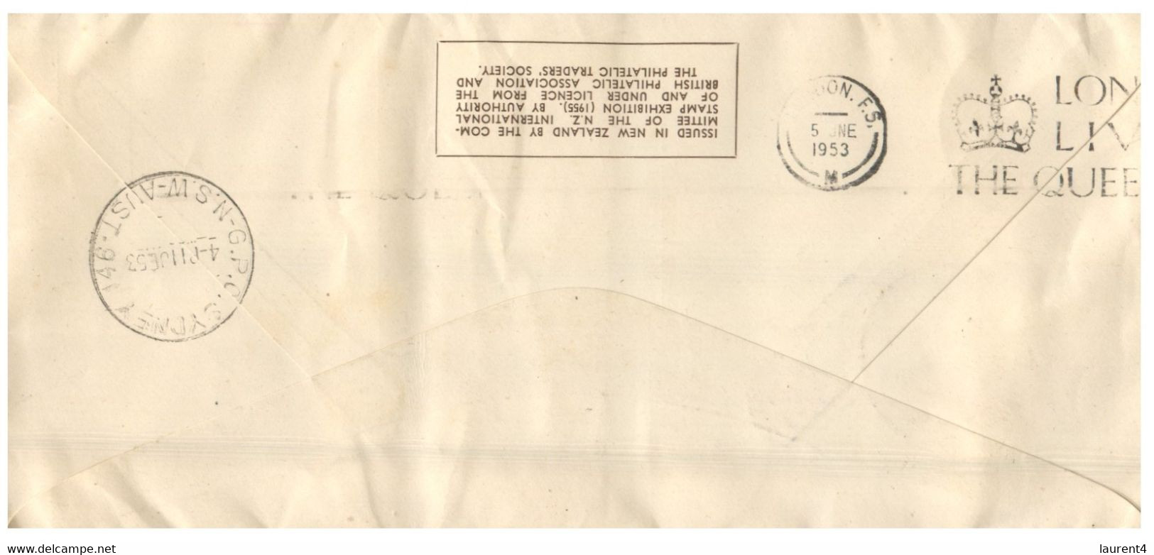 (S 22) New Zealand FDC - 1953 (New Zealand Posted To Lidcombe Sydney Via England) - Coronation - Storia Postale