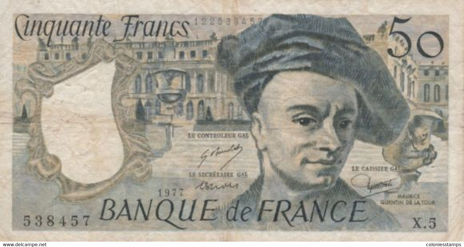 (B0155) FRANCE, 1977. 50 Francs. P-152a. VG - 50 F 1976-1992 ''Quentin De La Tour''
