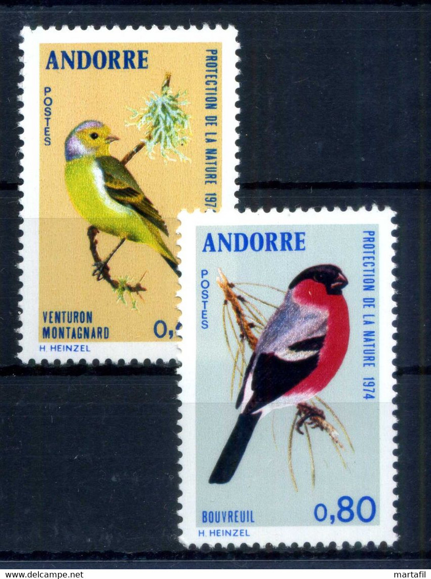 1974 ANDORRA FRANCESE SET MNH ** 240/241 Uccelli - Neufs