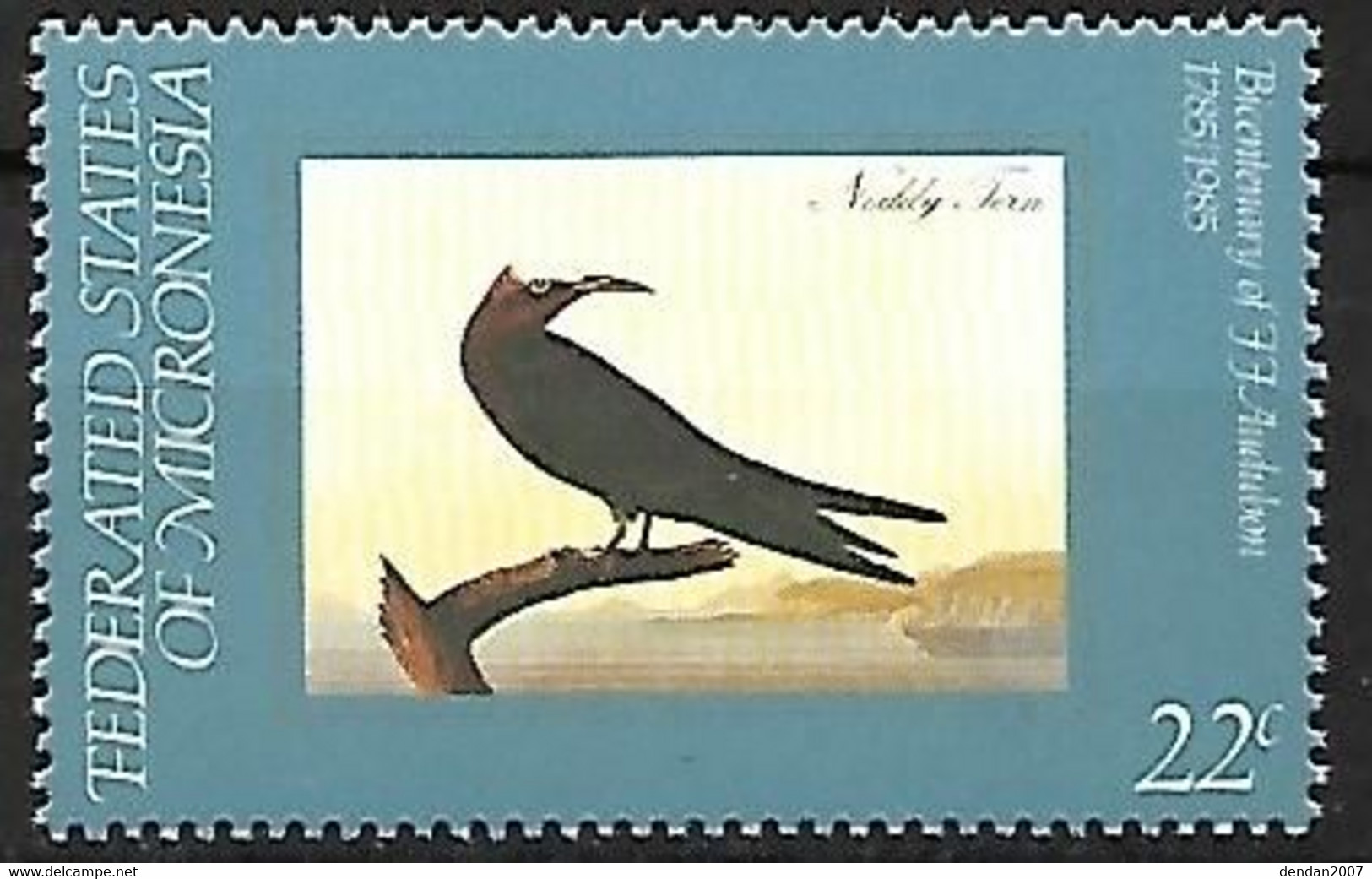 Mcronesia - MNH ** JAMES J. AUDUBON 1985 :  Brown Noddy  -  Anous Stolidus - Mouettes