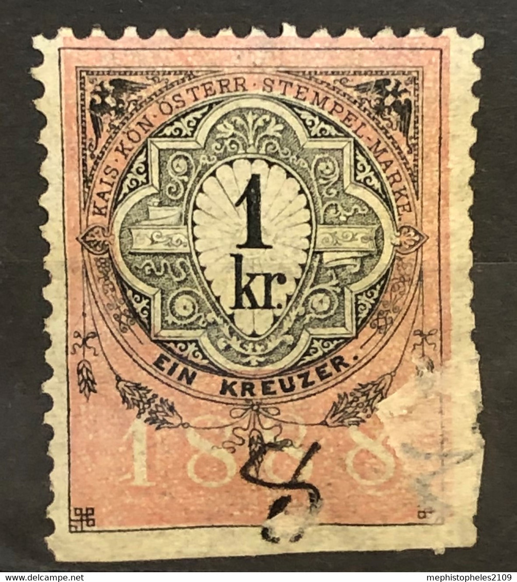 AUSTRIA 1888 - Canceled - Stempelmarke 1kr - Fiscaux