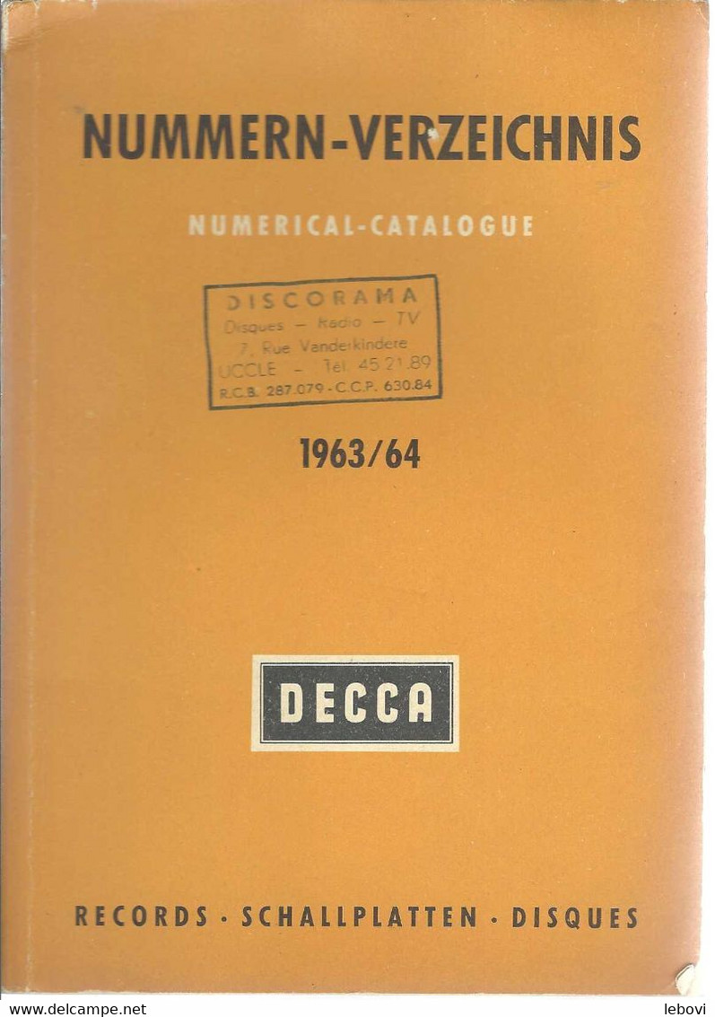 DECCA 1963/64 NUMERICAL -CATALOGUE ALLEMAND - Zubehör & Versandtaschen