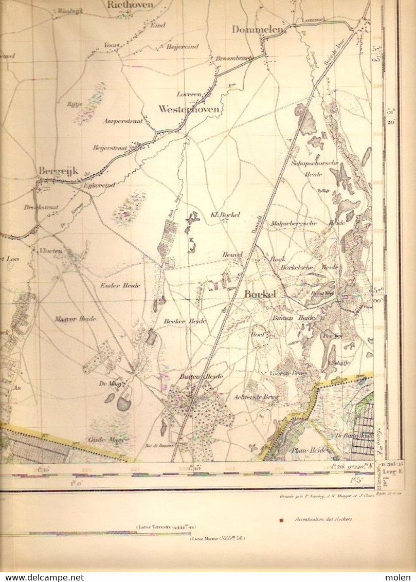 Meting 1871-1909 ARENDONK STAFKAART 9 POPEL REUSEL VELDHOVEN BORKEL ZEELST MIERDE REUSEL BLADEL CASTEREN VESSEM S412