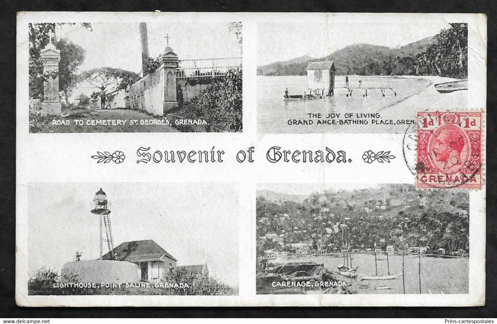 CPA Grenade Souvenir Of Grenada, Road To Cemetery, Grand Ance-bathing, Lighthouse, Carenage - Grenada