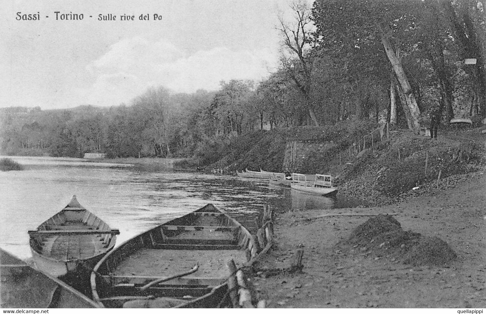 011347 "TORINO - SASSI - SULLE RIVE DEL PO" BARCHE.  CART NON SPED - Panoramische Zichten, Meerdere Zichten