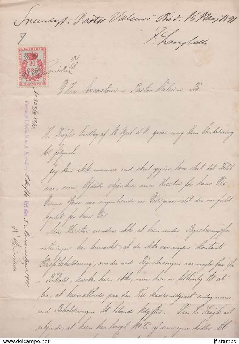 1891. DANMARK. Document Related To The Distribution Of Inheritance On 3handwritten Pa... () - JF367115 - Fiscaux