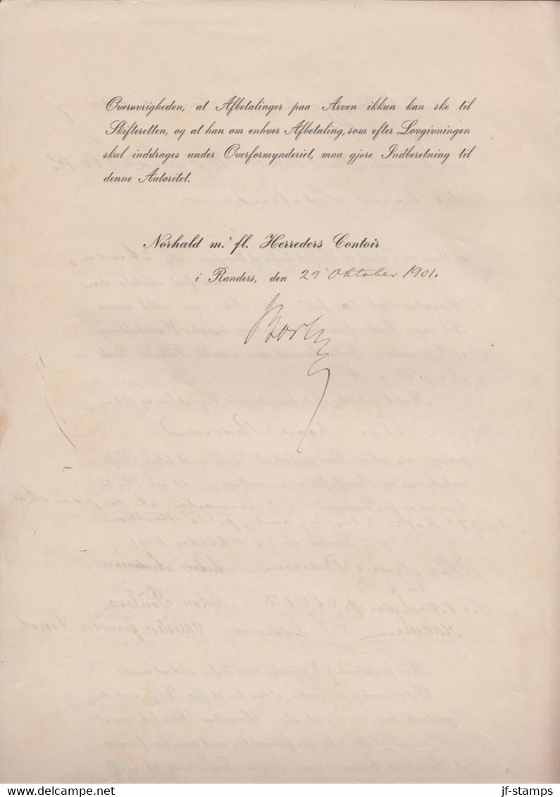 1901. DANMARK. Document (skifte) With DANMARK STEMPELMÆRKE 5 ØRE 19/10 1901.  Nørhald... () - JF367126 - Fiscaux