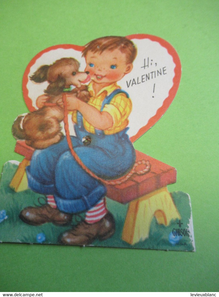 Saint Valentin/ Petite Carte Humoristique Avec Chiot Léchant Un Garçonnet/ /USA/1963   STVAL4 - Autres & Non Classés