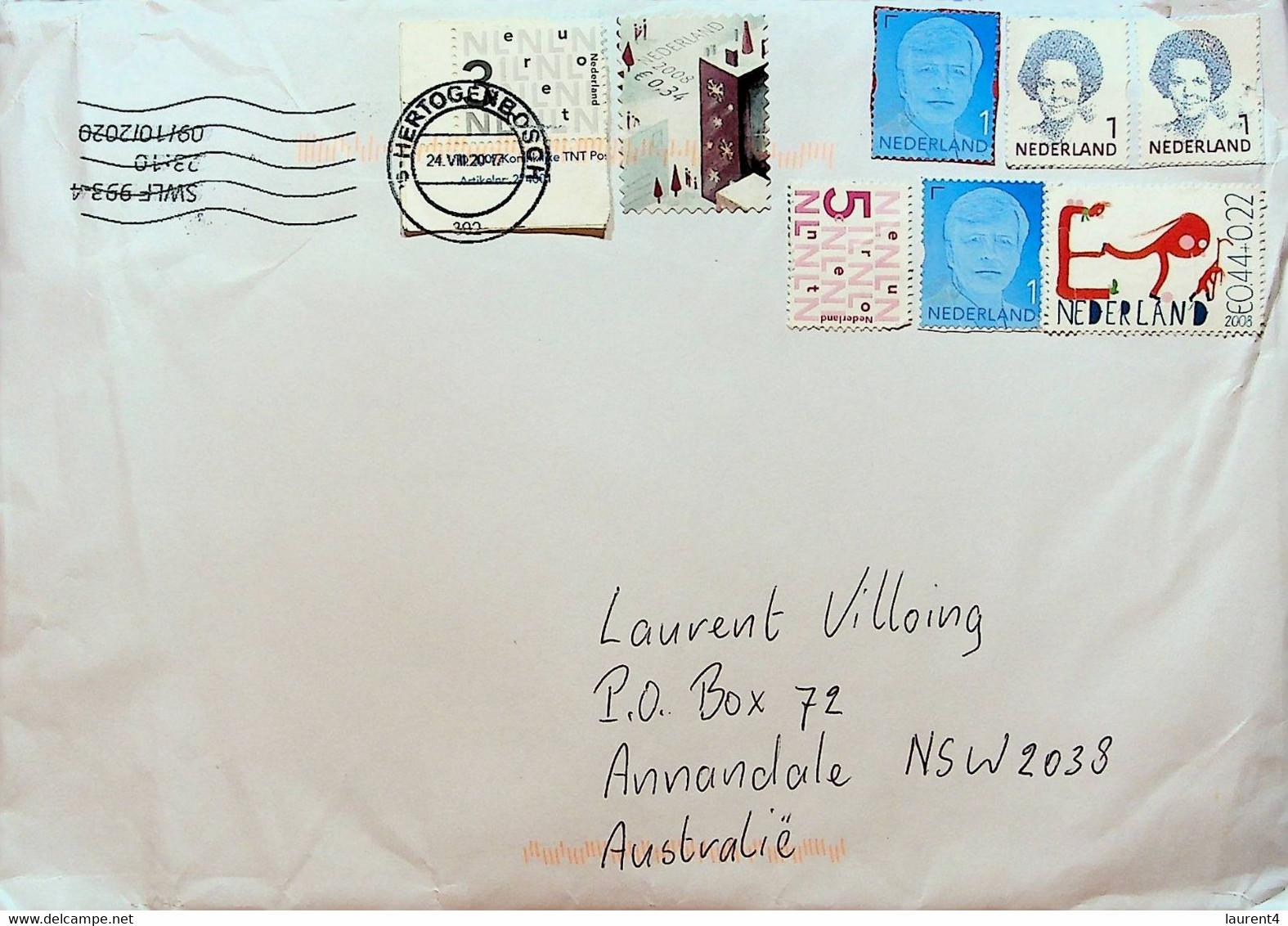 (Large Cover) Netherlands Letter Posted To Australia (with 8 Stamps) - Covers & Documents