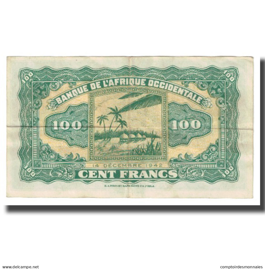 Billet, French West Africa, 100 Francs, 1942, 1942-12-14, KM:31a, TTB - West African States