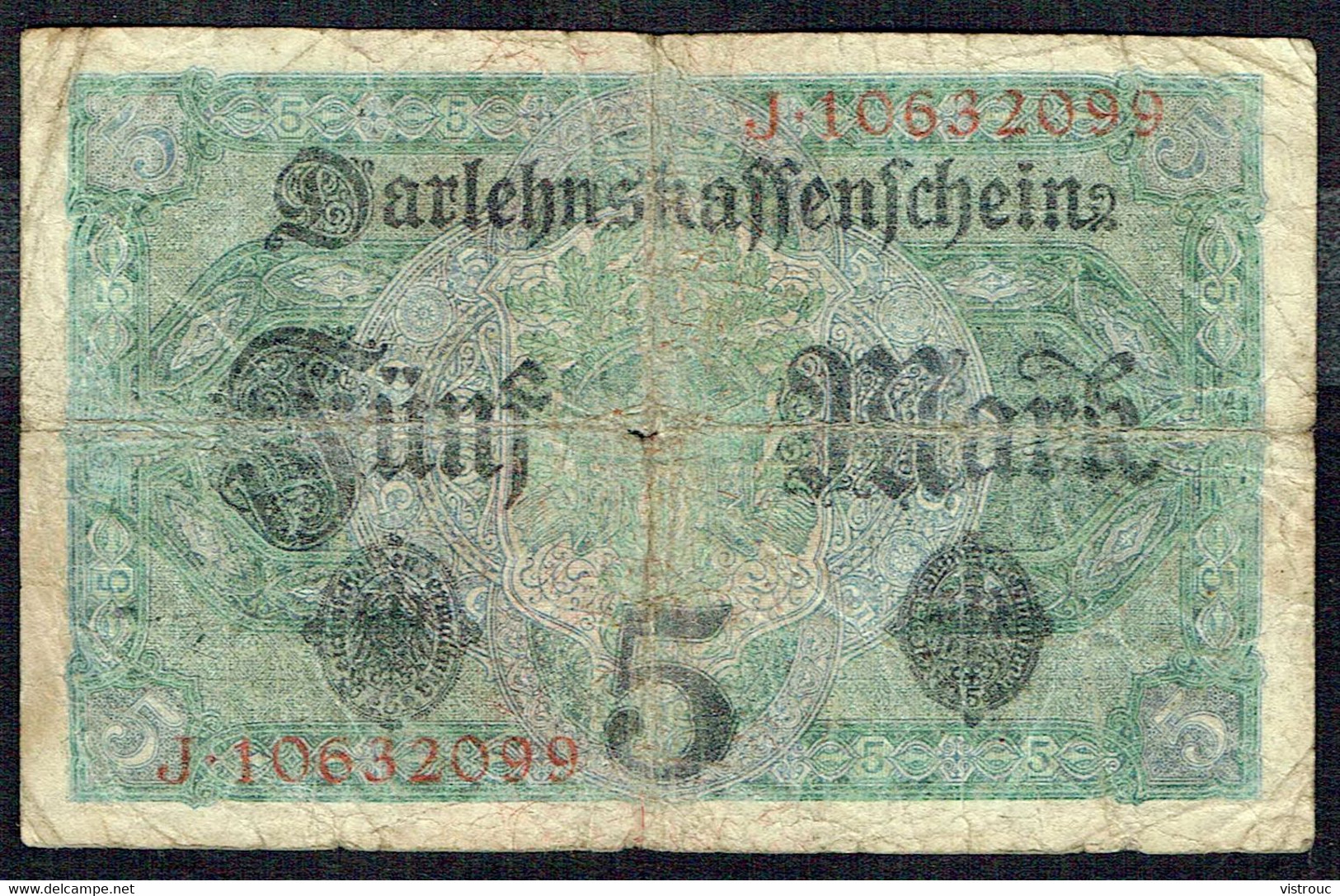 ALLEMAGNE - Fünf Mark - 5 Mark - Usagé - Used - Z N° J 10632099 - Année / Year 1917. - 5 Mark