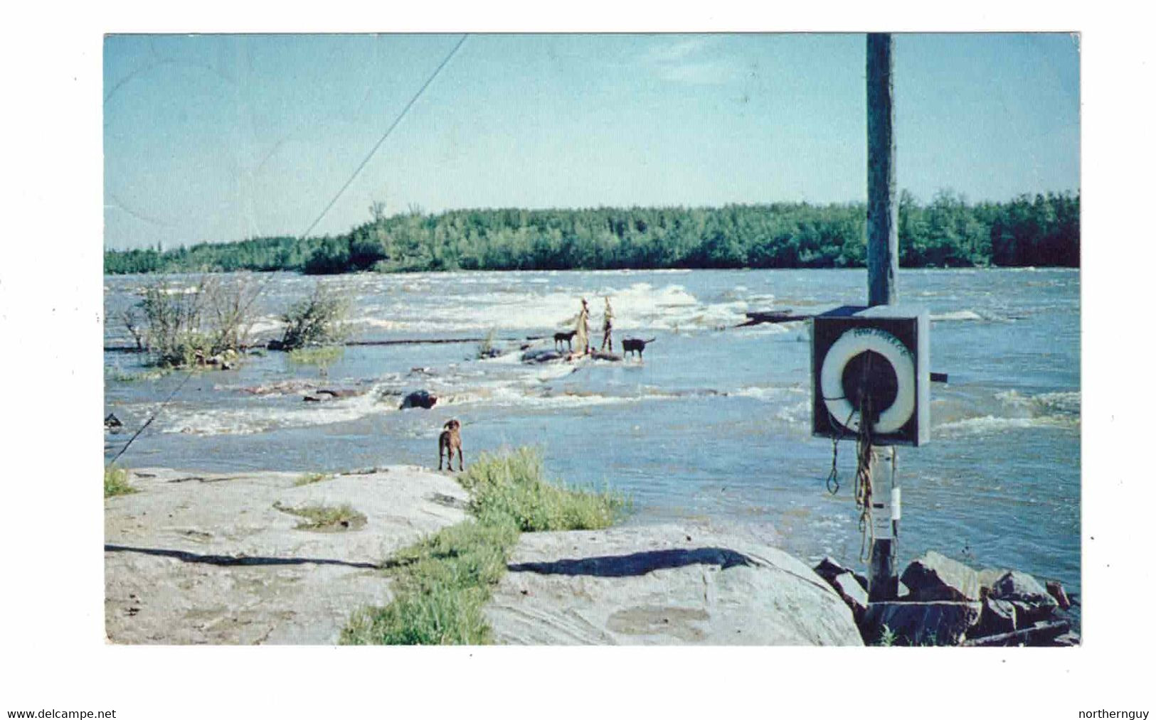 PINE FALLS, Manitoba, Canada, People At Manitou Rapids On Winnipeg River. 1967 Chrome Postcard - Other & Unclassified