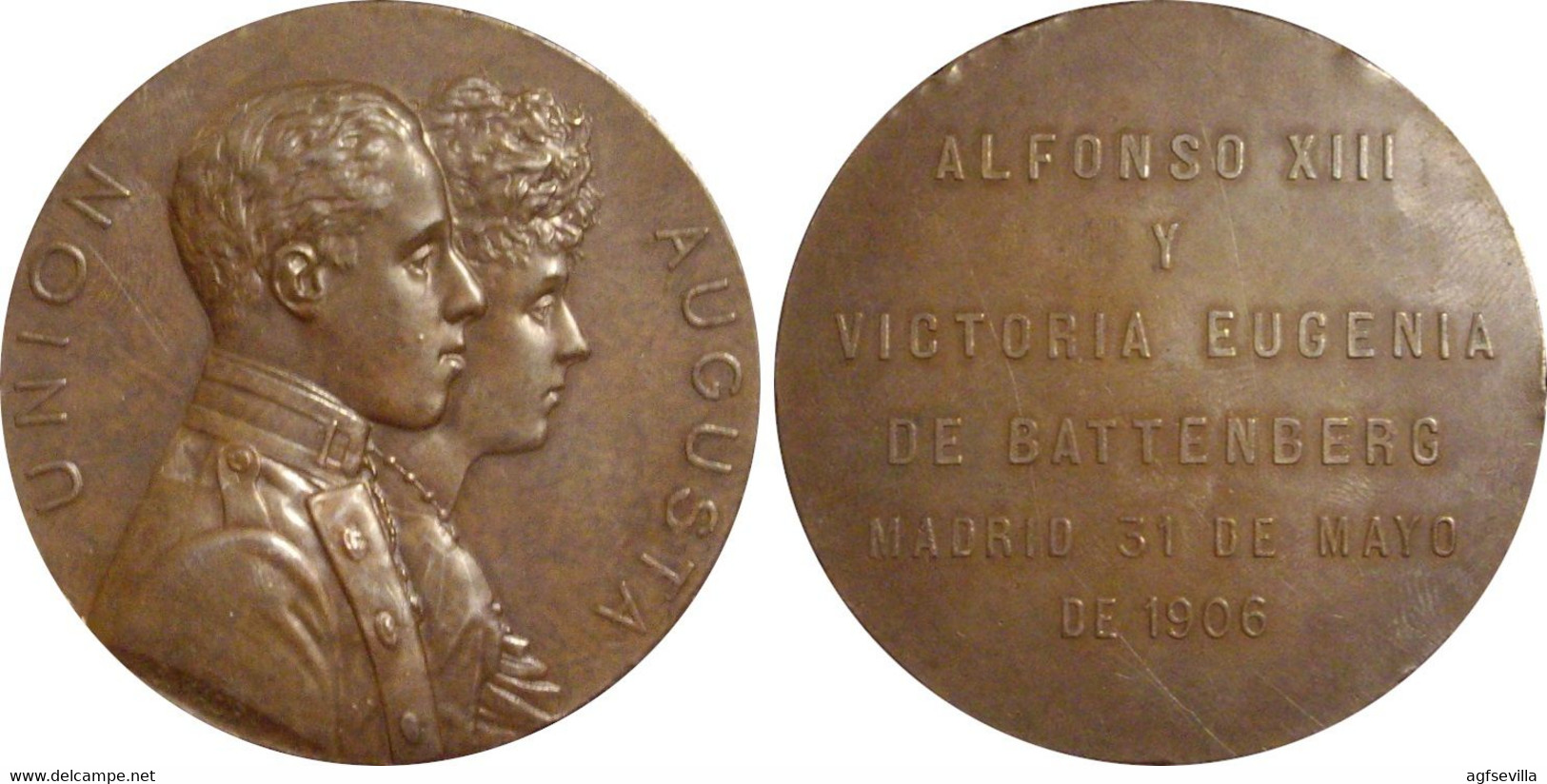 ESPAÑA. ALFONSO XIII. MEDALLA BODA DE ALFONSO XIII Y VICTORIA EUGENIA DE BATTENBERG. 1.906. ESPAGNE. SPAIN MEDAL - Royal/Of Nobility