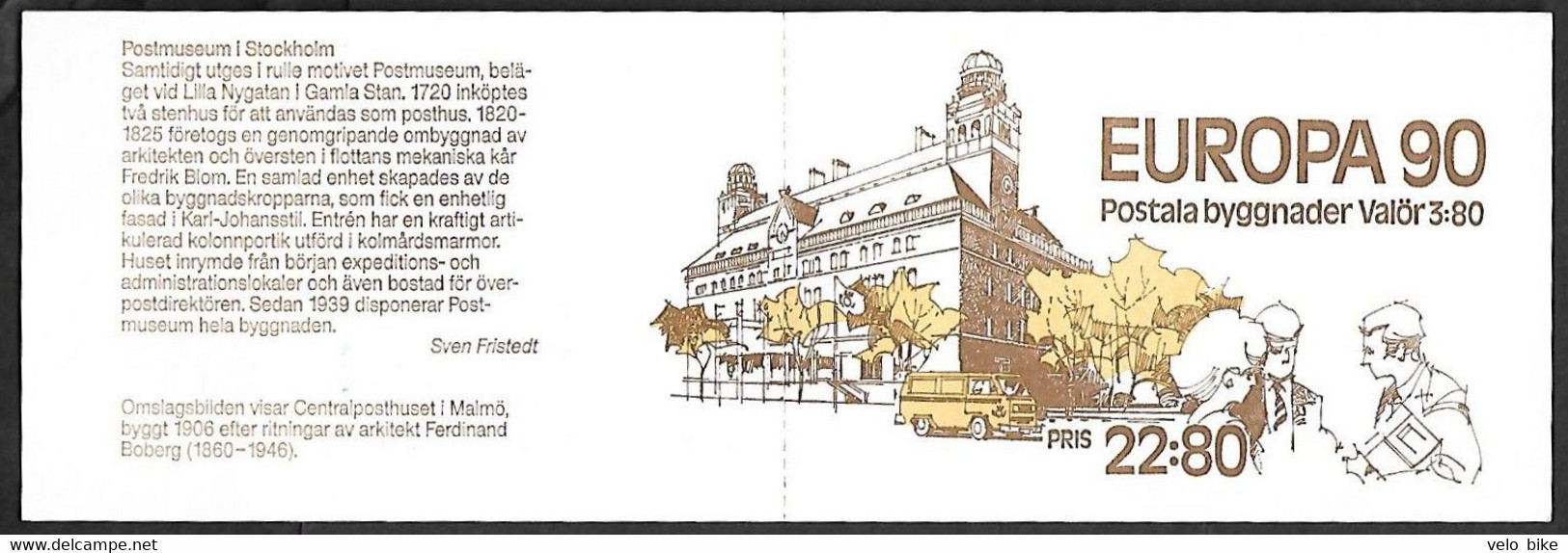 Sweden Europa 1990 MNH Booklet Post Office Postal Museum Car Watch Vélo Cycling Fiets Fahrrad BICYCLE Cyclism - Autres & Non Classés