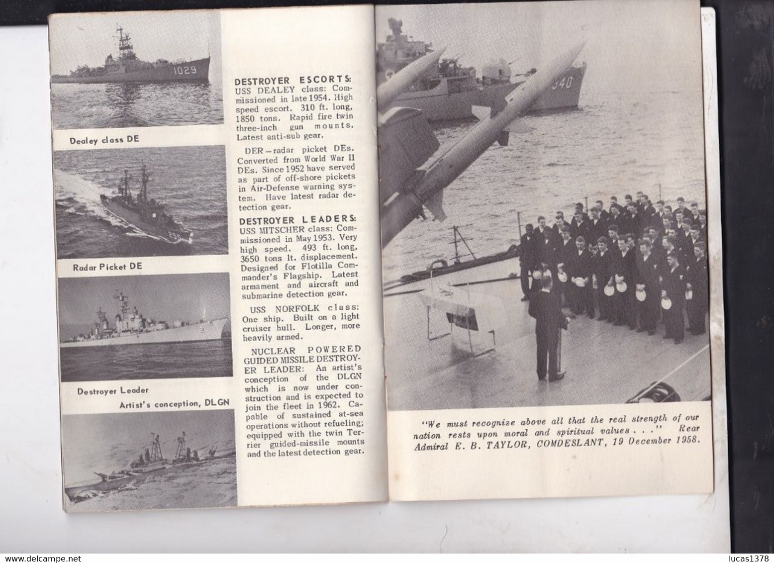 USS LEARY/ DDR 879  / GLAD TO HAVE YOU ABOARD / LIVRET DE BORD 8 PAGES / RARE - US Army