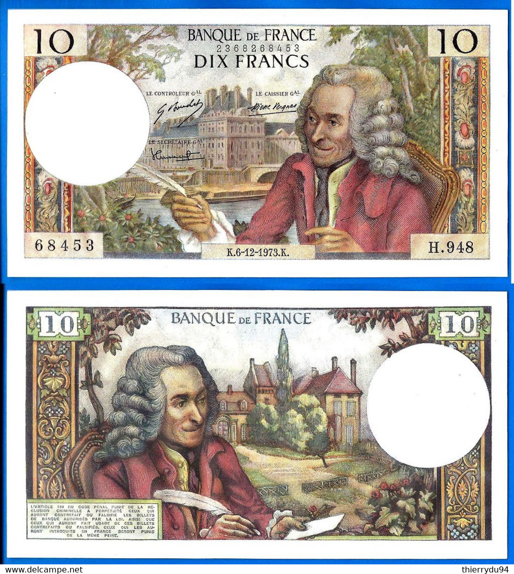 France 10 Francs 1973 Serie H 948 Du 6 12 1973 Que Prix + Port Voltaire Paypal Bitcoin OK - 10 F 1963-1973 ''Voltaire''