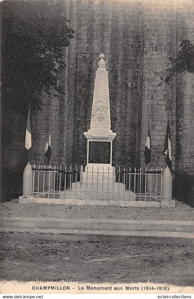Thème: Monuments Aux Morts  Ou Lanterne Des Morts Ou Combattants 1870  :  Champmillon  16      (voir Scan) - Monuments
