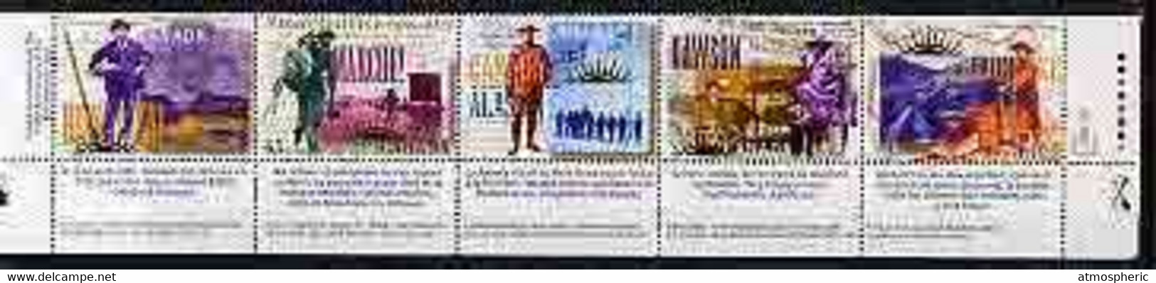 Canada 1996 Centenary Of Yukon Gold Rush Perf Strip Of 5 U/M, SG 1685a - Andere & Zonder Classificatie