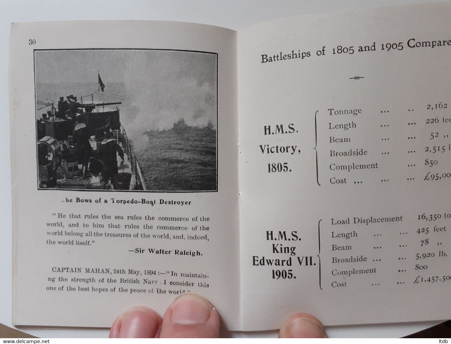 Petit historique de 1905 sur 100  ans de marine de guerre anglaise.  Nombreuses illustrations .