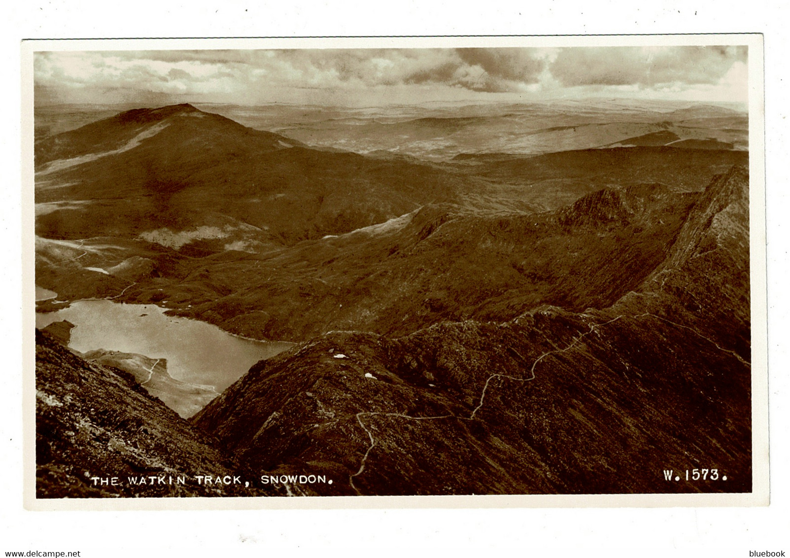 Ref 1414 - Real Photo Postcard - The Watkin Track Snowdon Cachet - Caernarvonshire Wales - Caernarvonshire