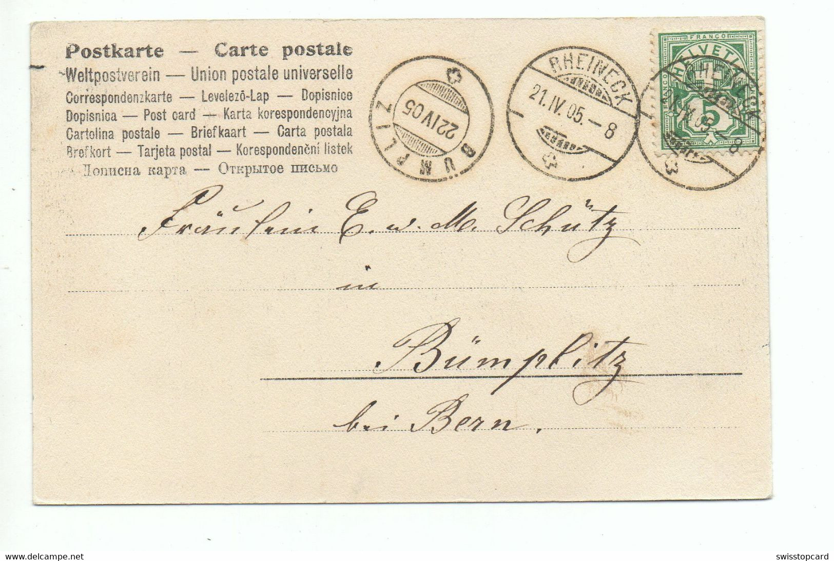 RHEINECK Nr. 1377 Gel. 1905 N. Bümplitz - Rheineck