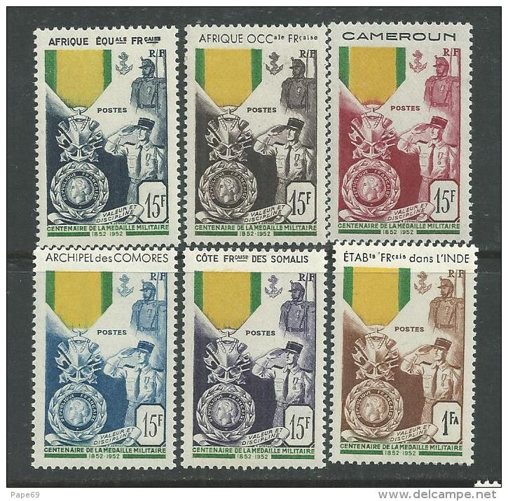 Grandes Séries Colonies Françaises : Centenaire De La Médaille Militaire 1952 XX, Les 12 Valeurs Sans Charnière, TB - 1952 Centenaire De La Médaille Militaire